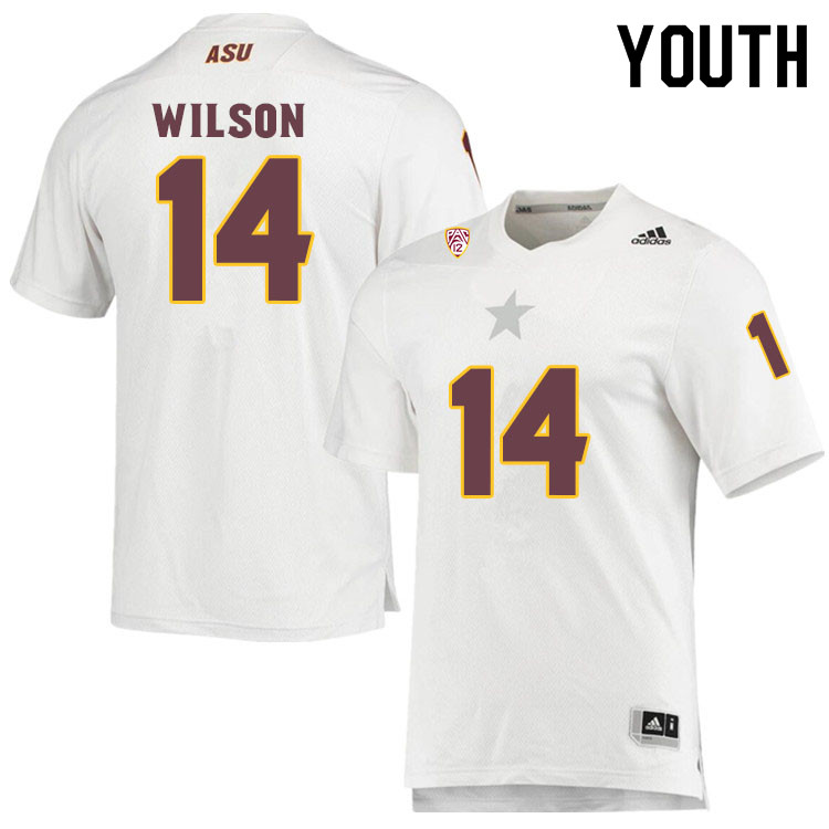 Youth #14 Johnny WilsonArizona State Sun Devils College Football Jerseys Sale-White - Click Image to Close